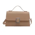 Piccola borsa quadrata kaki chic con chiusura argento e tracolla da donna - Cachi