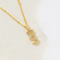Collier doré avec pendentif initiale S à couronne et zircons brillants incrustés - Lettre S