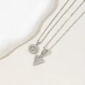 Silver V-letter pendant necklace with shimmering crystals and a minimalist luxury design - Letter V / Silver
