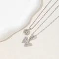 Silver alphabet 'W' pendant necklace with micro-pave diamonds and stylish twist chain - Letter W / Silver