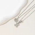 Silver alphabet cross necklace with sparkling zircons and thin decorative chain - Letter X / Silver