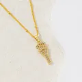 Collier couronne lettre Y dorée avec zircons micro-pavé et chaîne fine à billes - Lettre Y