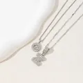 Silver alphabet Z pendants with sparkling crystals on elegant minimalist chains - Letter Z / Silver