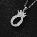 Silver hip hop necklace featuring a letter O pendant with a sparkling zircon crown - Silver Letter O Pendant Only (Without Chain)