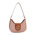Borsa sottospalla vintage rosa con monogramma, finiture in pelle marrone e logo M oro - Rosa
