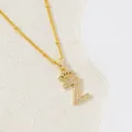 Collier doré avec pendentif lettre Z à couronne serti de zircons cubiques brillants - Lettre Z