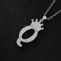 Hip hop silver letter Q pendant necklace with crown detail and sparkling zircon stones - Silver Letter Q Pendant Only (Without Chain)