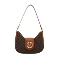 Borsa hobo vintage marrone con monogramma, fibbia a M dorata e tracolla caramello - Marrone