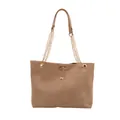 Braune Shopper-Tasche aus Mattleder mit goldener Kette und Hirsch-Anhänger - Khaki
