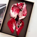 French style floral silk scarf in elegant red and pink colors presented in a gift box - Red And Pink Abstract Floral Style (13)