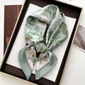 Mint green floral silk scarf with polka dot border in a premium gift box setup - Mint Green Floral Polka Dot Style (27)