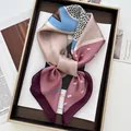 Abstract floral square silk scarf with polka dots in an elegant luxury gift box - Pink Blue Contrast Polka Dot Retro Style (38)