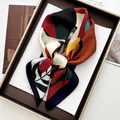 Abstract geometric silk scarf in red and green, presented in a gift box with a magazine - Abstract Art Color Block Contrast Style (40)