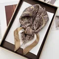 Vintage paisley print silk scarf in earthy brown tones folded on a luxury display tray - Earth Tone Vintage Floral Paisley Style (23)