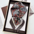 Vintage orange and brown paisley square silk scarf displayed on a stylish fashion magazine - Orange and Gray Paisley Style (24)