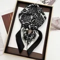 Vintage black and white floral paisley silk scarf on a gold tray with magazine - Black and White Baroque Scroll Style (26)