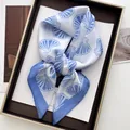 Blue and white silk scarf with shell prints folded in a premium gift box - Blue and White Shell Pattern Style (2)