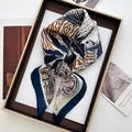 Elegant square silk scarf with leopard and tropical leaf print in a luxury gift box - Printed Square Scarf / Tropical Leaf Cheetah (23)