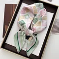 Retro silk scarf with colorful shell patterns and sea elements in a decorative tray - Ocean Element Patchwork Style (4)