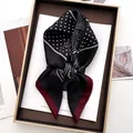 Foulard quadrato di seta vintage francese con motivi paisley e pois in una scatola regalo - Nero a Pois Bordo Bordeaux (23)