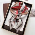 Elegant nautical chain print silk scarf with red and gold equestrian motifs on tray - Red Gold Nautical Harness Style (34)