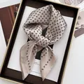 Luxurious beige floral silk scarf with purple paisley pattern in a premium gift box - Champagne Paisley Style (5)