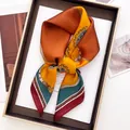 Detail of silk-texture square scarf with equestrian patterns in a premium gift box - Vintage Belt Element (17)