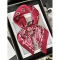 Deep red paisley silk scarf with bohemian patterns and elegant satin luster finish - Rose Red