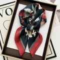 Elegant emerald green silk scarf featuring red tulip prints and contrasting red borders - Dark Green Red Tulip Style (28)