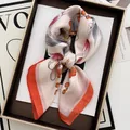 Luxurious floral square silk scarf in pink and orange finish inside a gift box - Orange Wide Border Floral Style (30)