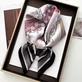 Silk floral square scarf with pink and black patchwork design for women's neckwear - Pink White Black Lily Of Valley Style (14)