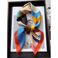 Luxury floral square scarf with abstract geometric patterns in a premium gift box - Abstract Color Block Art Patchwork Style (36)