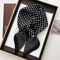 Polka dot satin square scarf in black and white displayed in a luxury gift box - Black White Large Polka Dot Style (19)