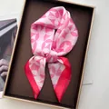 Pink and white geometric floral silk square scarf with deep pink borders for women - Ring Pink