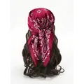 Burgundy paisley satin square scarf tied on long hair as a fashionable headband - Dark Wine Red Paisley Pattern (Style 3)