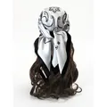 Elegant black and white Paisley silk scarf tied on hair as a stylish headband - Black and White Paisley Retro Style (Style 5)