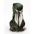 Deep green and gold paisley satin square scarf styled as an elegant hair bandana accessory - Dark Green & Champagne Gold Satin Style (Style 9)
