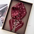 Elegant burgundy faux silk square scarf featuring star patterns and floral prints - Wine Red Star Floral Vine Style (35)