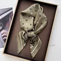 Olive green paisley silk square scarf with white stars in an elegant gift box - Olive Green Star Paisley Vortex Style (36)
