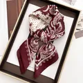 Elegant burgundy paisley silk scarf with glossy finish displayed in a luxury gold tray - Wine Red and Beige Paisley Style (11)