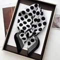 Classic black and white polka dot silk scarf with striped borders in a gift box - Black White Big Polka Dot Fine Stripe Border Style (10)