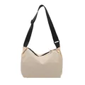 Minimalistische beige hobo tas met verstelbare zwarte nylon schouderband - Wit