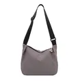 Minimalistische taupe crossbody tas met verstelbare brede zwarte riem en rits - Grijs