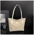 Beige woven tote bag with FASHION & BAGS label, featuring a minimalist summer design - Off White