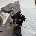 Sternförmige schwarze Umhängetasche mit Smiley-Print und silberner Kette - Schwarz