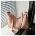 Sac fourre-tout minimaliste en cuir PU rose clair avec double sangle et fermeture éclair argentée - Sans Pendentif / Rose