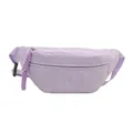 Light purple corduroy belt bag featuring adjustable strap and woven zipper pulls - Purple