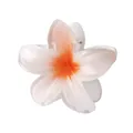 Détail de la pince à cheveux fleur de frangipanier 8cm avec pétales translucides orangés - Blanc et Orange Dégradé (1# 8cm)