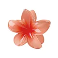 Nahaufnahme der 8cm Plumeria Haarklammer mit orangefarbenem Farbverlauf aus Harz - Hellrot und Rot Verlauf (3# 8cm)