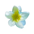 Detail der 8cm Haarklammer mit Farbverlauf in Gelb und Blau im eleganten Frangipani-Design - Blau und Gelb Verlauf (7# 8cm)